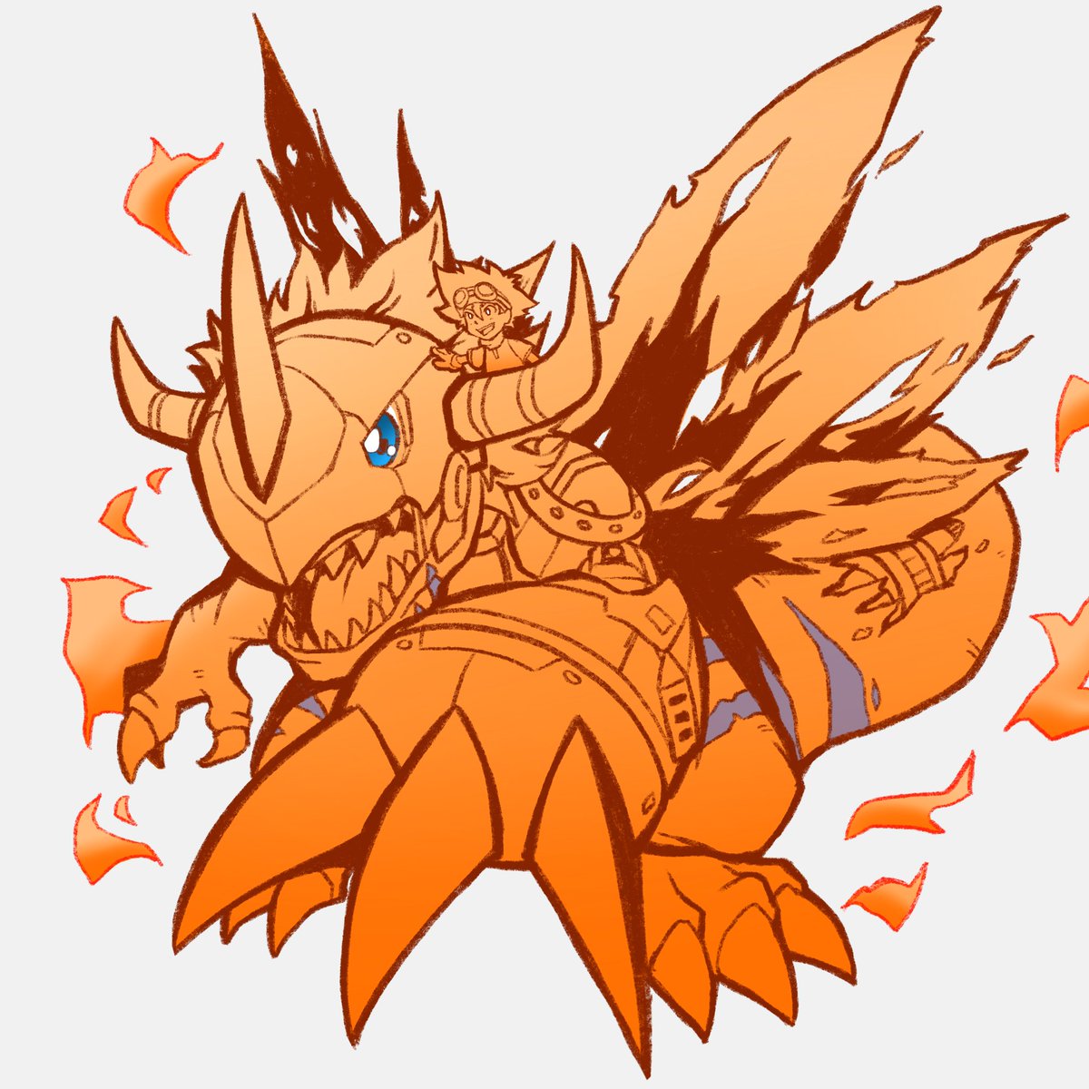 Jai_SPT's tweet photo. My old Taichi&amp;Agumon fan art

#Digimon https://t.co/hHLgiqgDM2