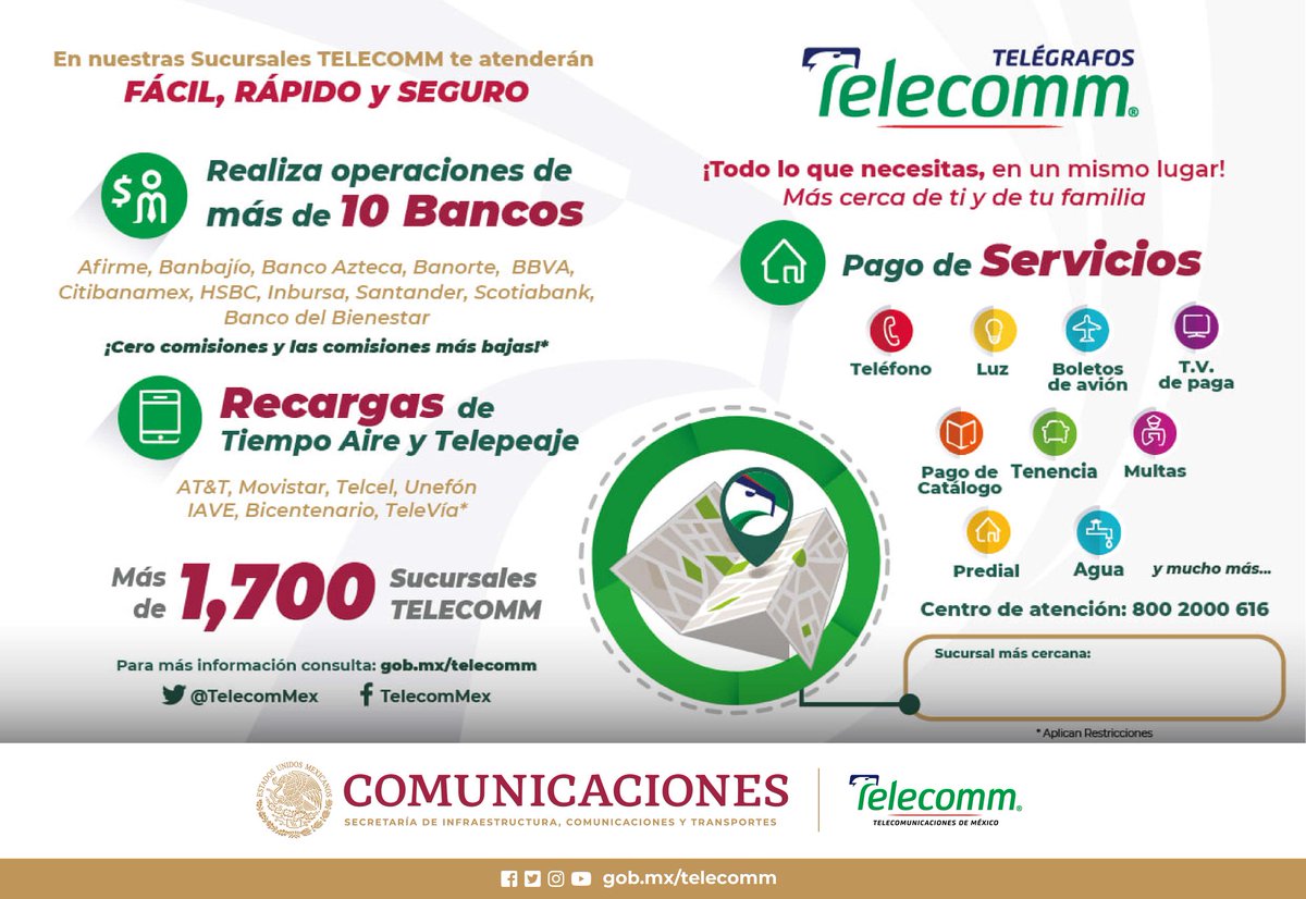 FinabienMorelos's tweet photo. Realiza tus pagos en  #TELECOMM MORELOS en cualquiera de NUESTRAS 36  #Sucursales. ¡Te esperamos!
#Telecomm_mor
#telecommMasCercadeTi https://t.co/EGooQNlId5