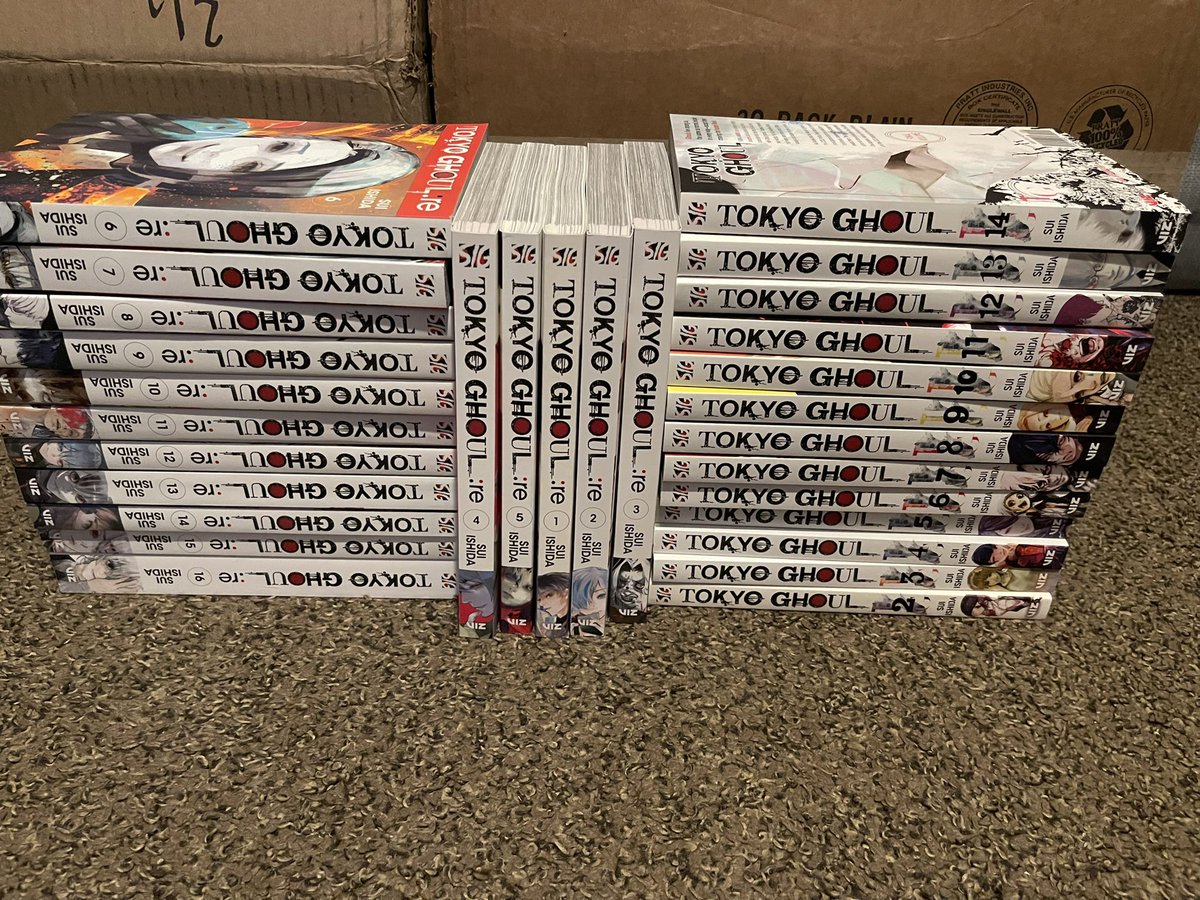 MOBscg's tweet photo. Rightstuf birthday sale haul 🥳 huge thanks to @FireLunarTT @alertsmanga for the heads up!! all of Tokyo ghoul and re secured one last haul coming soon 👀 https://t.co/UpVPFQaJgv