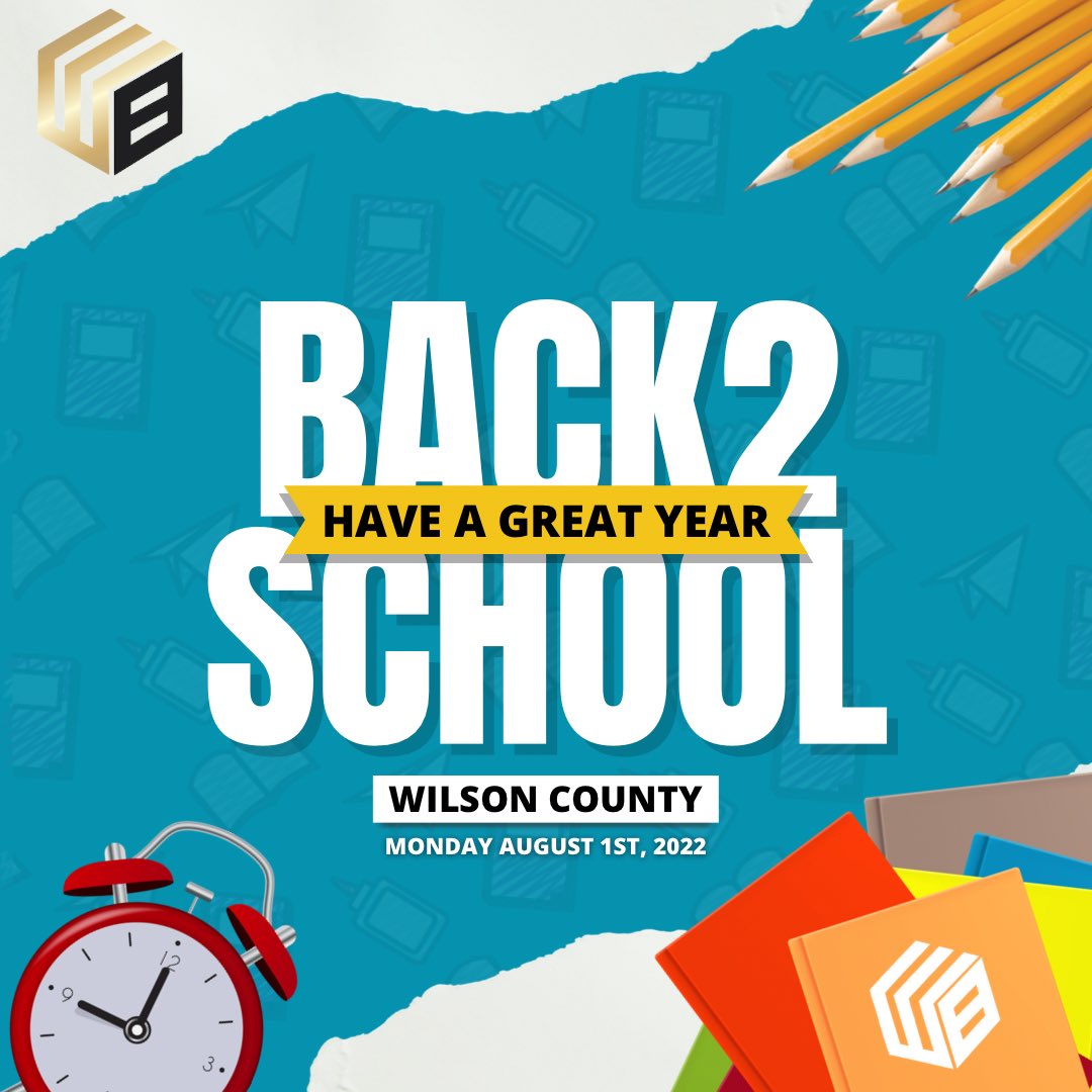wbtetn's tweet photo. Happy 1st day of school to all of our Wilson County friends. Let's make it a great year! You got this.
#mtjuliet #tennessee #nashville #wbte #closewithus #realestate #realtor #lender #mortgage #mountjuliet #wilsoncounty #school #firstdayofschool #closingcompany #titlecompany https://t.co/XjTIqxhQ9S
