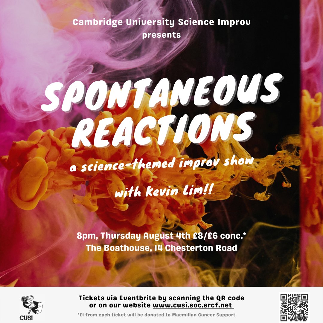 Our next Spontaneous Reactions show is THIS THURSDAY at 8pm at the Boathouse Pub at 8pm, with special guest @KevinTPLim! 

🎟️get your tix fast: eventbrite.com/e/spontaneous-…

#improv #improvisedtheatre #improvcomedy #cambridgewhatson