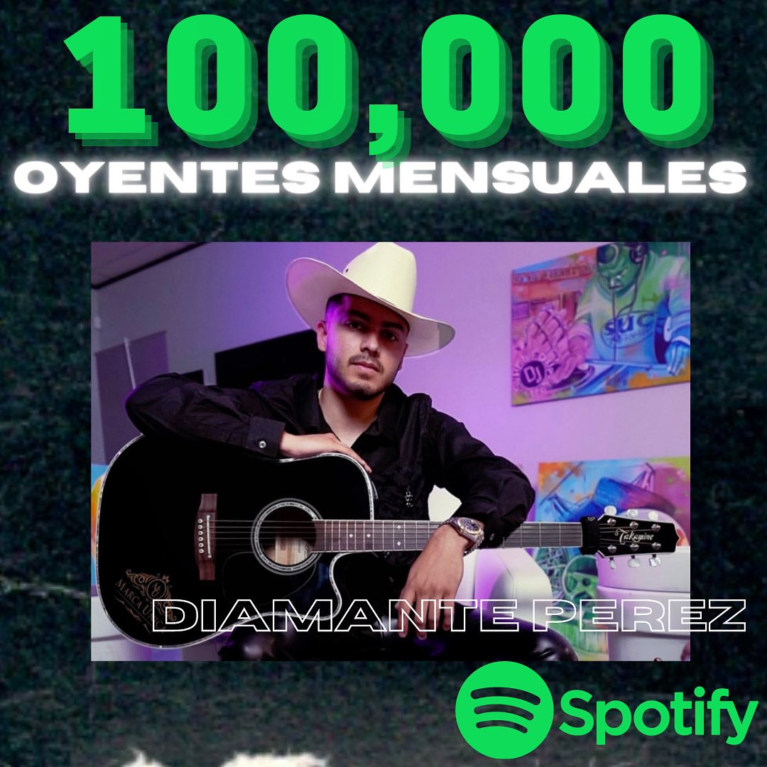 Gracias por 100,000 oyentes mensuales en <a href="/Spotify/">Spotify</a> 👑 Mas música de <a href="/perezmante98/">Diamante Perez</a> muy pronto 💎