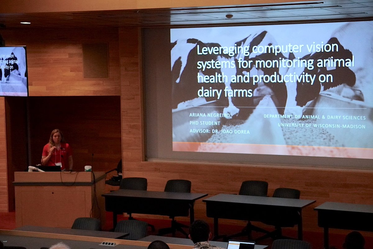 osg_htc's tweet photo. Check out these photos from UW–Madison, Animal &amp; Dairy Sciences’ Ariana Negreiro’s presentation on “Leveraging computer vision systems for monitoring animal health and productivity on dairy farms” from the #OSG User School 2022!🐄

#DairyScience #AnimalScience #Genetics #CHTC https://t.co/pNYpDJsg9K
