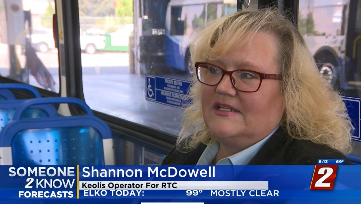 KeolisNA's tweet photo. On @KTVN's #Someone2Know segment, Shannon McDowell shares her passion for serving members of the community. Shannon is a #Keolis driver-operator at @RTCWashoe and is known for her humor, positivity, and even coming to aid those in need. Thank you, Shannon! https://t.co/scg0LFdGmJ https://t.co/FhaUALx46U