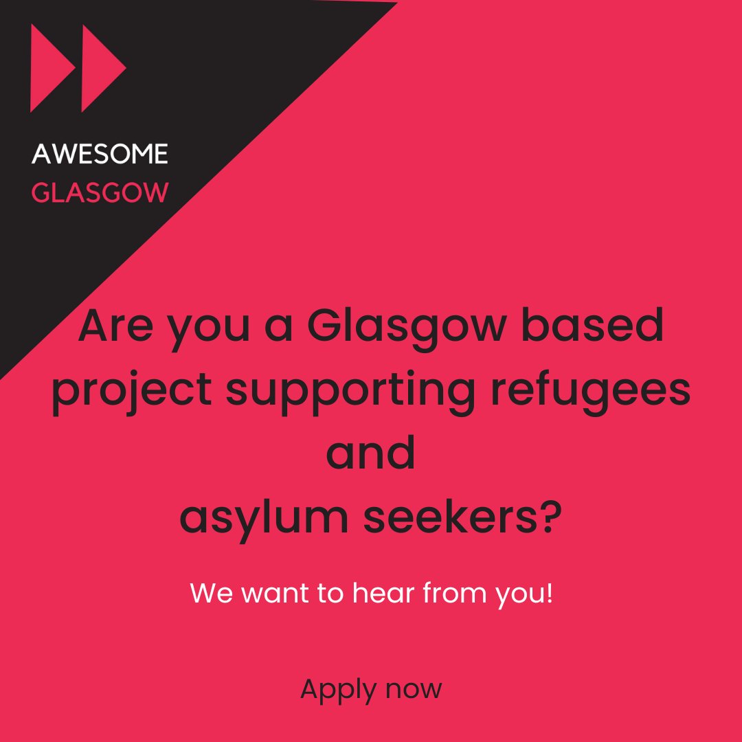 This round we are offering £1,000 to help Glasgow based projects supporting refugees and asylum seekers. 

✨Entries close on Wednesday 14th September ✨

bit.ly/3nDdXWp