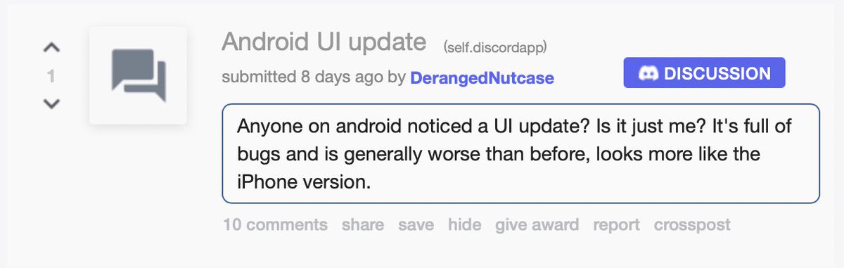 sandofsky's tweet image. Discord rolls out React Native to Android.