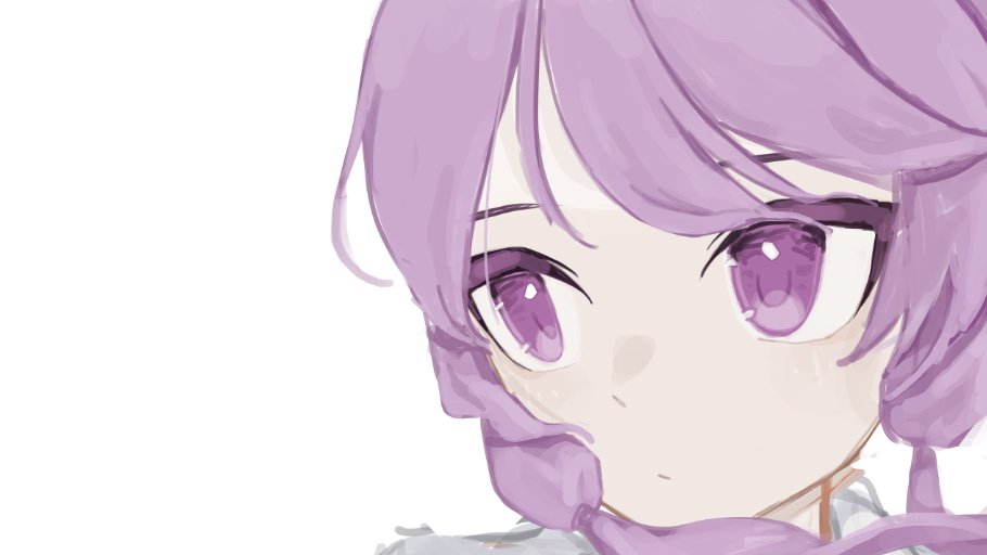 yuzuki yukari 1girl solo purple eyes purple hair white background portrait expressionless  illustration images