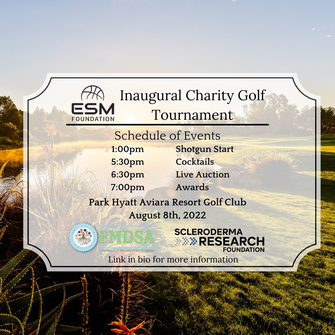 elfussports's tweet photo. One week until game day! The ESM Foundation can’t wait for clients, family and friends to join us at @ParkHyattAviara supporting two amazing charities @FMDartery and @srfcure. Big thank you to some of our sponsors: @Lexus @WilsonGolf @Gripsonthegoo @PayneMason. https://t.co/jn4uMhh8N4