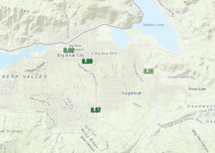 As of 1155 AM, there is a thunderstorm producing heavy rainfall with rates 0.50-0.70" an hour in and around Big Bear. A Flash Flood Warning is in effect. Do not cross flooded roadways!

#CAwx