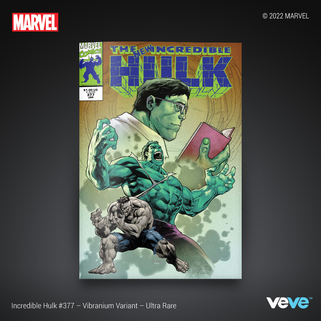 First appearance of Professor Hulk! Get a closer look at VeVe-Exclusive Rare & Ultra Rare covers by @StephenSegovia and @rainberedo for @Marvel’s Incredible Hulk #377. Drops Tue, 2 Aug at 8 AM PT in blind box format: bit.ly/3zO9kz5 #MARVELxVeVe