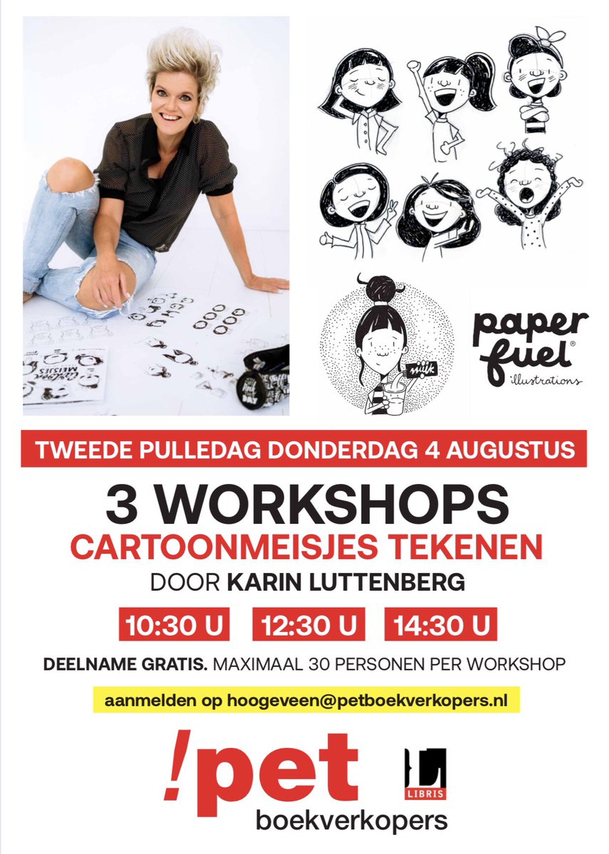 ToniMelenhorst's tweet photo. Aanstaande donderdag, op de tweede Pulledag verwelkomen wij Karin Luttenberg in Hoogeveen, inmiddels zijn de workshops volgeboekt maar je kunt het nog meebeleven vanaf de zijlijn en profiteren van de vele kortingen. !pet boekverkopers Hoogeveen #pulledagen #wildro https://t.co/DsnRZXTm1j