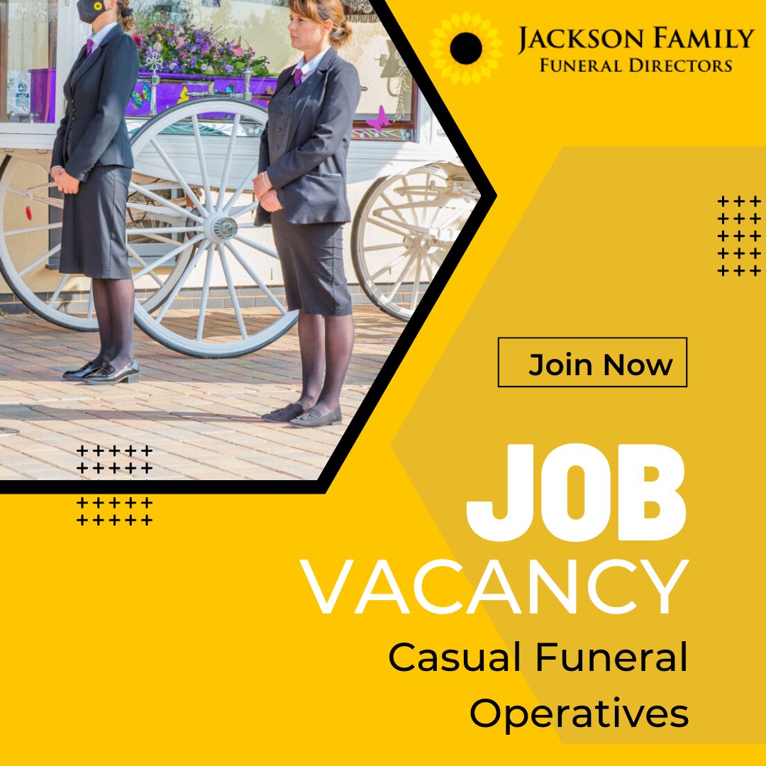 JacksonFunerals's tweet photo. Come and join us π»
We are looking for Casual #FuneralOperatives to join our friendly & multi-award winning team. This is a causal, zero hour contract and the out-of-hours work is shared on a rota basis. Applications to:
βοΈ office@jacksonfamilyfunerals.com
#WorcestershireHour https://t.co/T5yCq2Ti0F