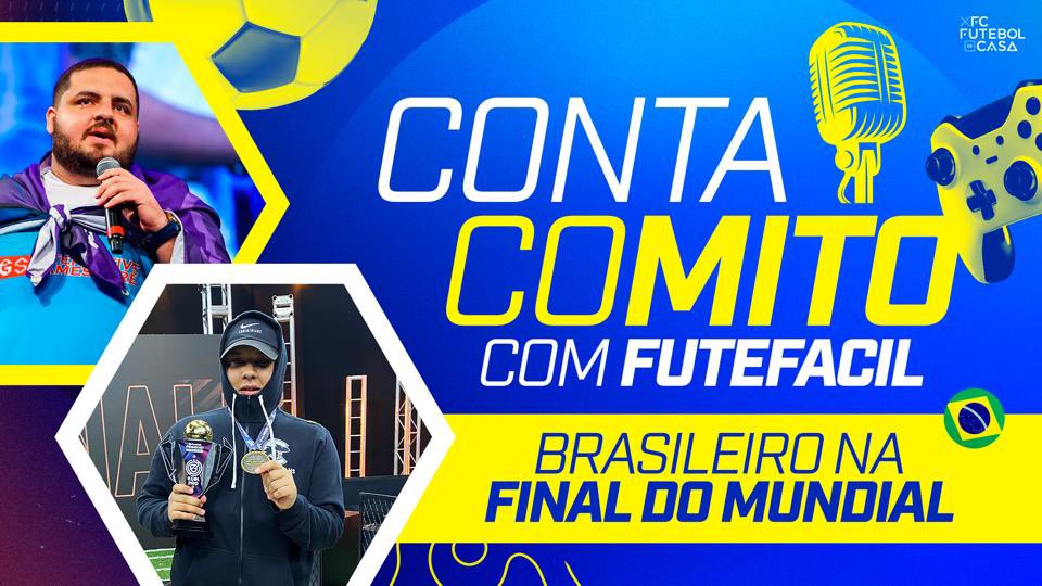 SEGUNDOU 🇧🇷🎮 No Conta Comito de hoje, @MitoAbdalla recebe um convidado especial: O craque @futefacil10, classificado para as finais do Mundial de Efootball. Hoje tem resenha e gameplay às 18h. Onde? Lá na Twich. 📺 twitch.tv/player1fc #FutDeCasa