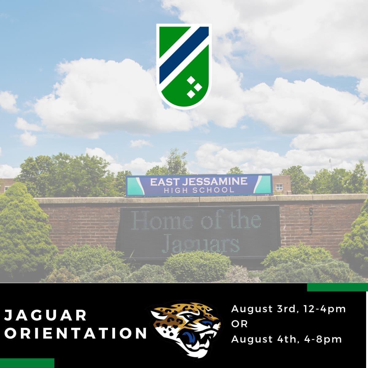 EastJessamineHi's tweet photo. In case you’ve missed it, we have our required orientation this week!!! Join us on Wednesday (12-4pm) or Thursday (4-8pm) to take care of your back-to-school business! Pick up your schedule, pay fees, checkout your Chromebook and much more!!! We can’t wait to see you!!! https://t.co/4EXoYI6jOn