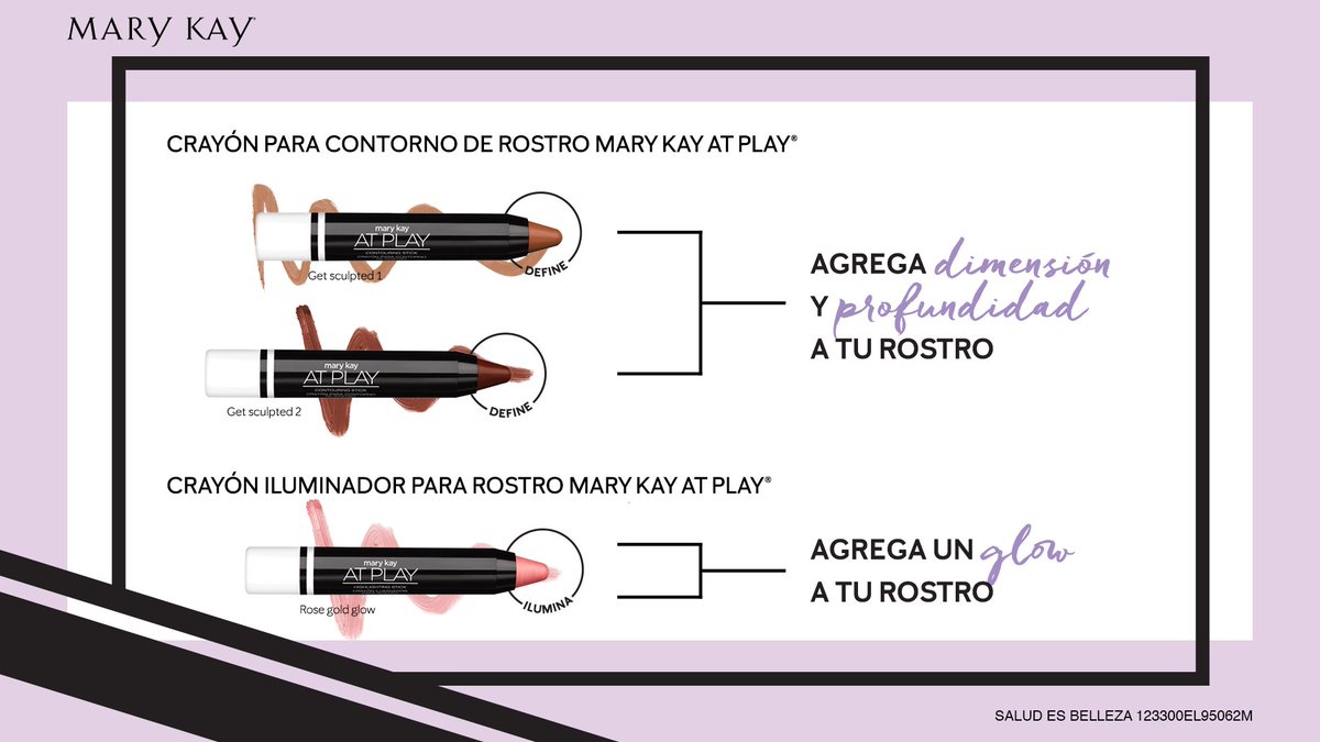 MaryKayDeMexico's tweet photo. Dale un plus a tu maquillaje contorneando e iluminando tu rostro con los Crayones para Rostro Mary Kay At Play® ¡te van a encantar los resultados! 🤩✨ 

#MaryKaydeMéxico https://t.co/OtBrZ324rz