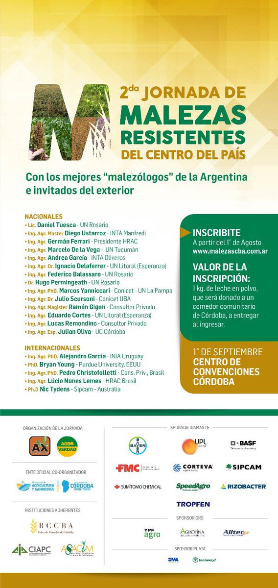 Buen día a todos, llego el día en que se abrieron las inscripciones para la 2 jornada de malezas del centro del país. Anotarse en MALEZASCBA.COM.AR