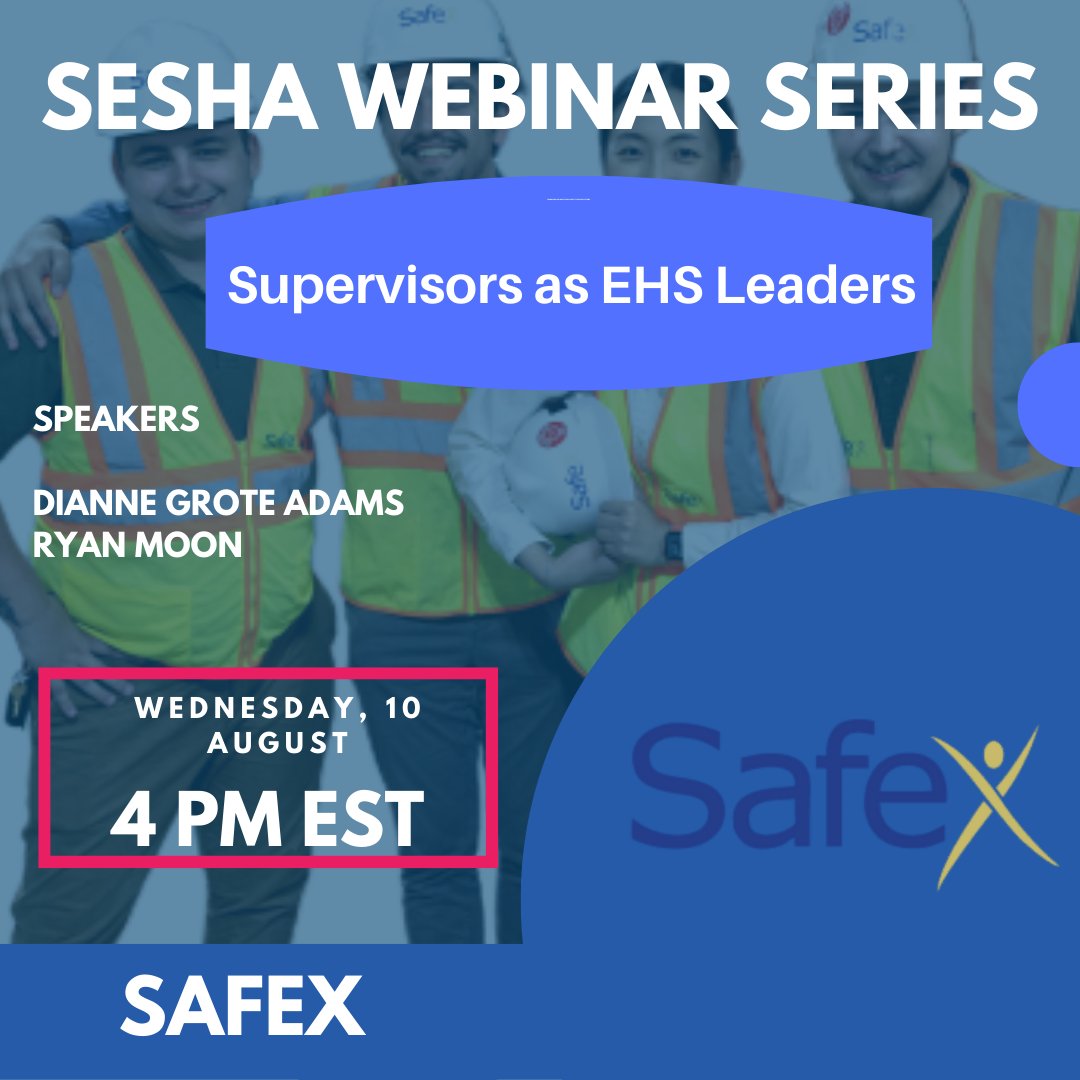 SafexInc's tweet photo. Looking forward to partnering with @SESHAtweets for a webinar on Supervisors as #EHS leaders. 
#professionaldevelopment #HealthandSafety https://t.co/kRMSkbfU2C