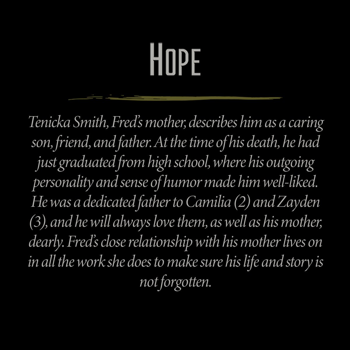 THJInitiative's tweet photo. Fred Cox was a loving father, son, and friend. His mother remembers his as a real life hero, who died to save the lives of a mother and child. #JusticeForFredCox #fredcoxlifematters https://t.co/TeTpmMBG4G