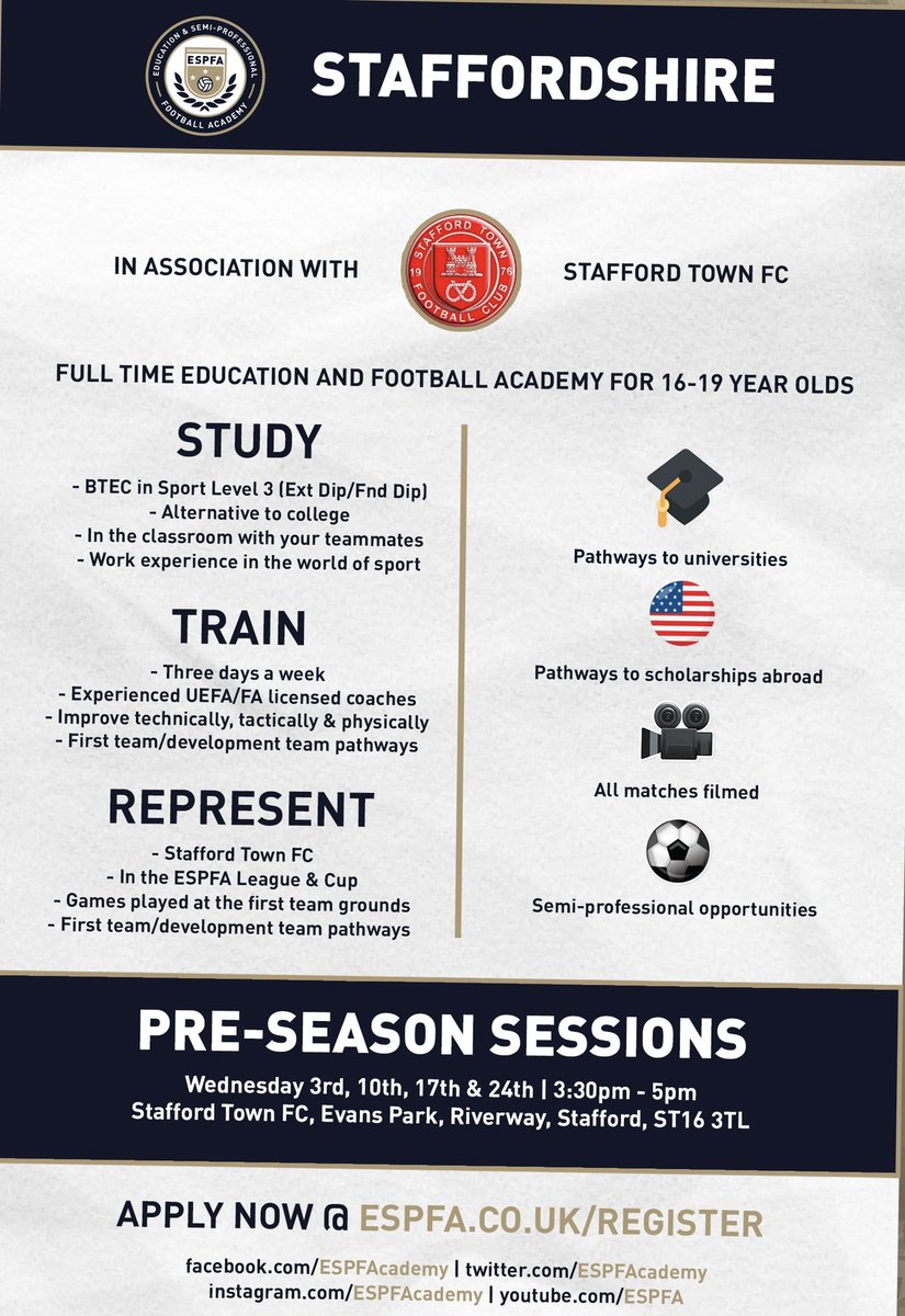 StaffordTownFC's tweet photo. Pre season sessions for the academy #ESPFA https://t.co/MOlR8RwYJr