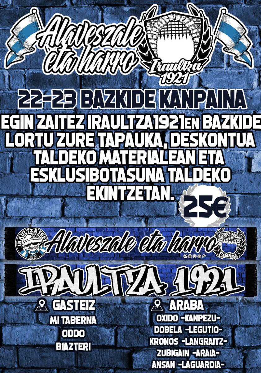 Iraultza1921's tweet photo. EGIN ZAITEZ BAZKIDE!
Campaña de soci@s Iraultza 1921 22/23 Denboraldiko bazkide kanpaina. 
🔵⚪️ALAVESZALE ETA HARRO🔵⚪️
Eskerrik asko taberna laguntzaileei https://t.co/8eUaiQZDDp