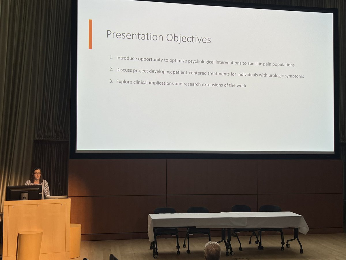 My esteemed and highly talented colleague and friend Dr. McKernan @LCMPhD presenting her innovative patient informed research and intervention development for IC/PBS at the @UMichAnesthesia Short Pain Course. #ChronicPain #painresearch