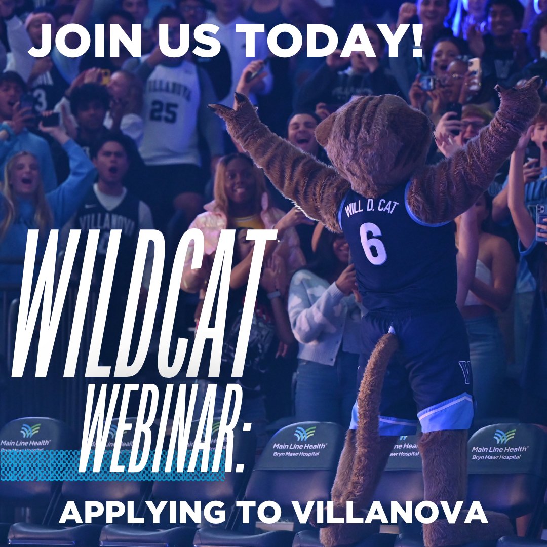 VUadmission's tweet photo. STARTING SOON! Join us LIVE at 4 p.m. EST for our "Applying to Villanova" webinar, led by Maureen Healey, Associate Director of Admission, and Andy Halstead, Assistant Director of Admission: https://t.co/cH1zvp31bK #GoingNova https://t.co/u5JeuZCr4d