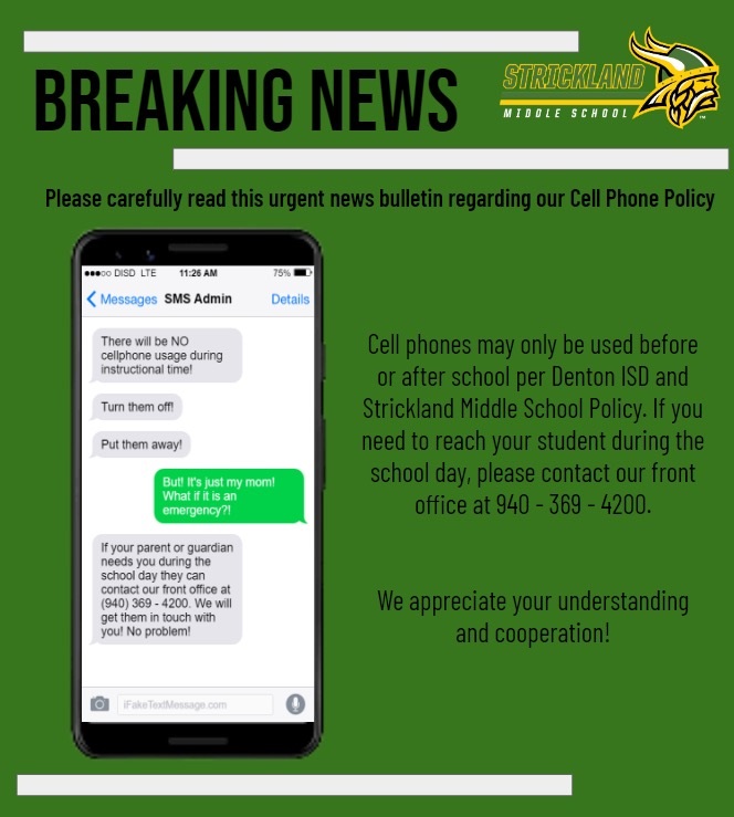 In accordance with DISD Cell Phone Policies found on pages 66 &amp; 67 of the student handbook, students are expected to refrain from using cell phones during the academic day. They may be used before or after school only.