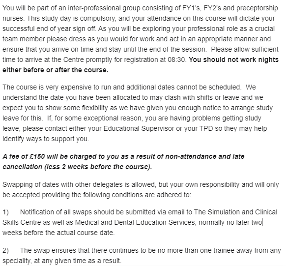 University College London Hospitals appear to be threatening trainees with a £150 penalty fee and an inability to achieve end of year sign off if they don't attend a mandatory interprofessional study day. 

Since when has it been acceptable to start fining doctors like this?