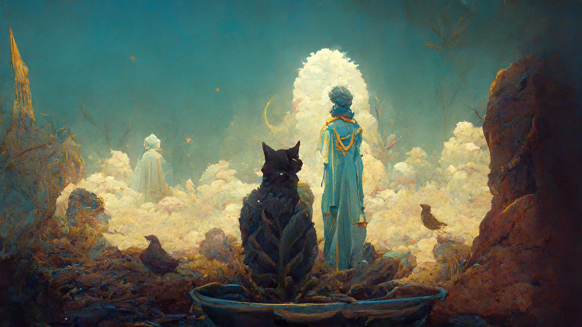 the traveler and the cat by the fountain #midjourney #MidjourneyAI