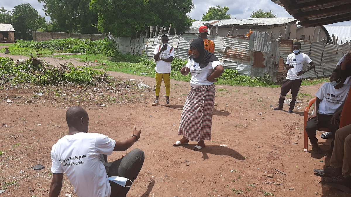 UrrMigrants's tweet photo. With continued support from IOM Gambia through the Migrants peer support group, our team conducted drama sensitization in Sare Ngai - URR on reintegration of migrant returnees.A returnee shared a life story of their experience of the journey and C19 was also presented to audience https://t.co/kcfvwhLv4o