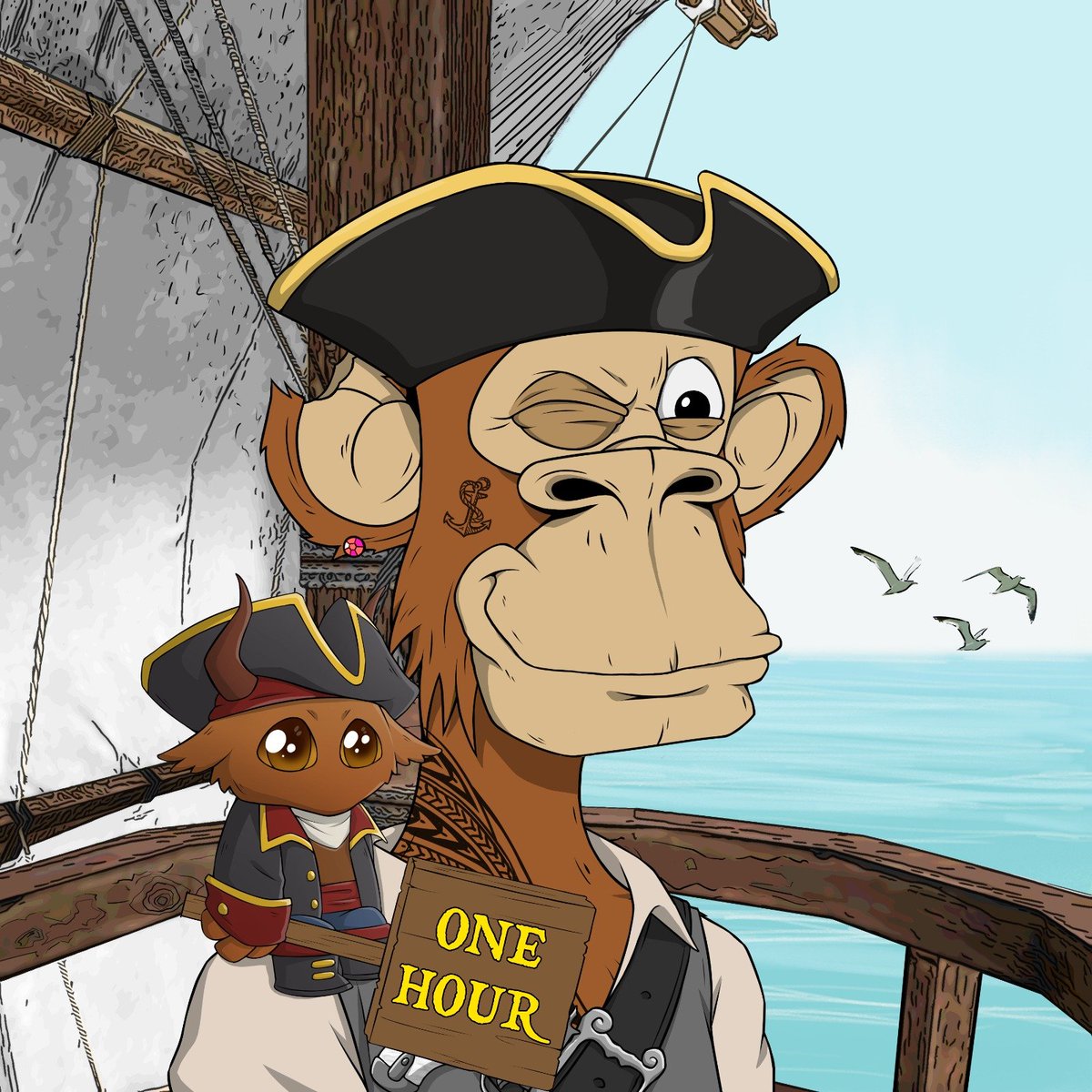 PirateApe_Crew's tweet photo. WE ARE MINTING!

59 mins &amp; counting... 

Oh, and if you see something special in this 1/1, tag the project that inspired us + a friend or two to enter. Winners get airdrops 🚀 https://t.co/8NBDE6V72R