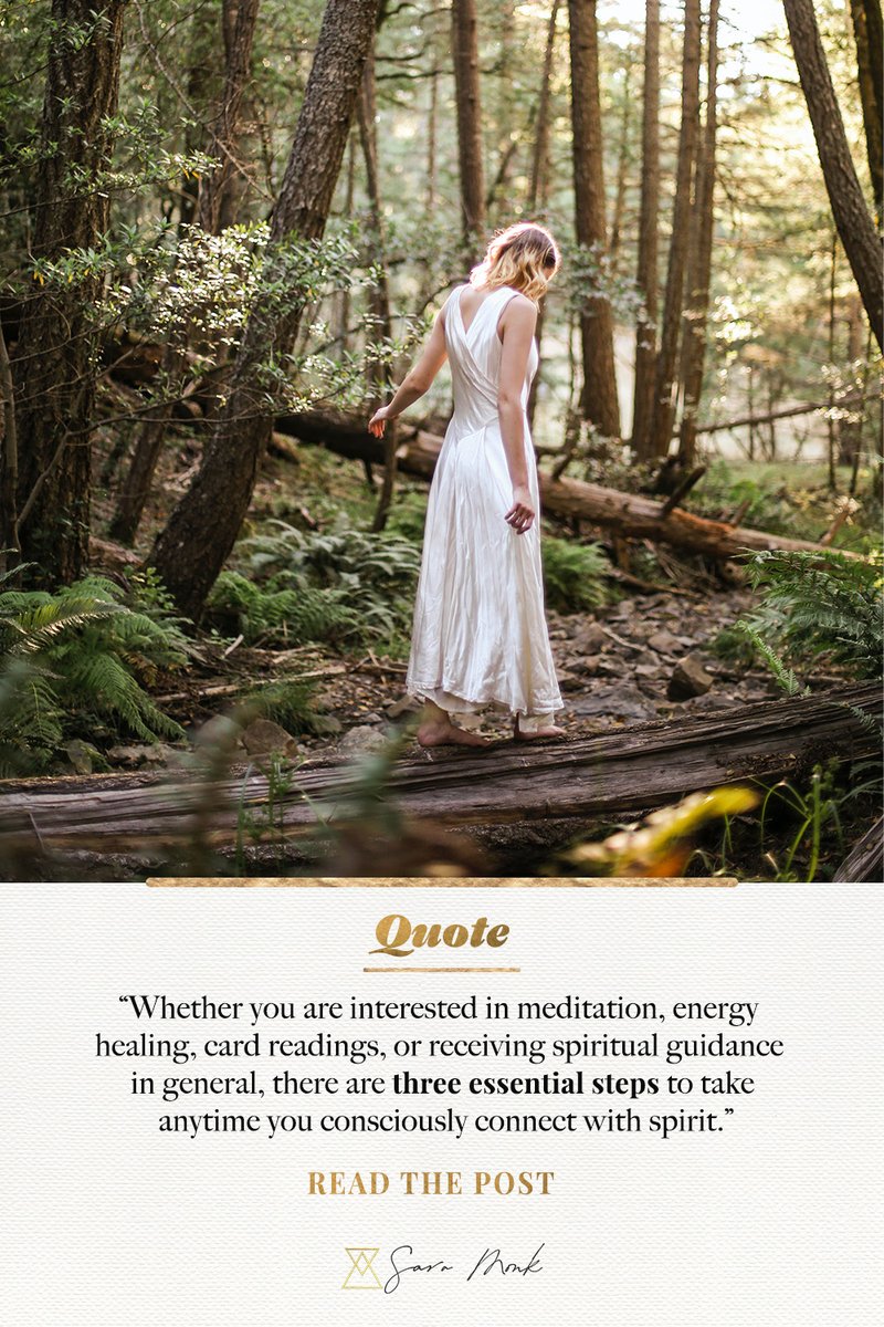 SaraCMonk's tweet photo. Whether you are interested in meditation, energy healing, card readings, or receiving spiritual guidance in general, there are three essential steps to take any time you consciously connect with spirit. Learn about them here: https://t.co/USPRnExpTx

#intuition #spirituality https://t.co/OnSRk9QHKs