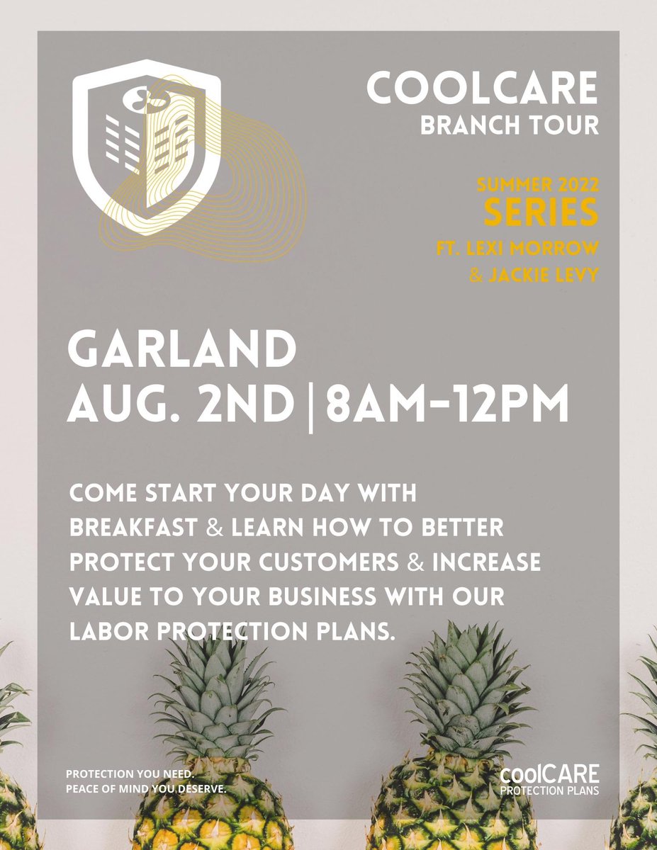 Your North Texas/Oklahoma product specialist, Jackie Levy, will be at Standard Supply- Garland tomorrow. Come start your day with breakfast &amp; learn about protecting your business reputation &amp; customers with CoolCARE Protection Plans!