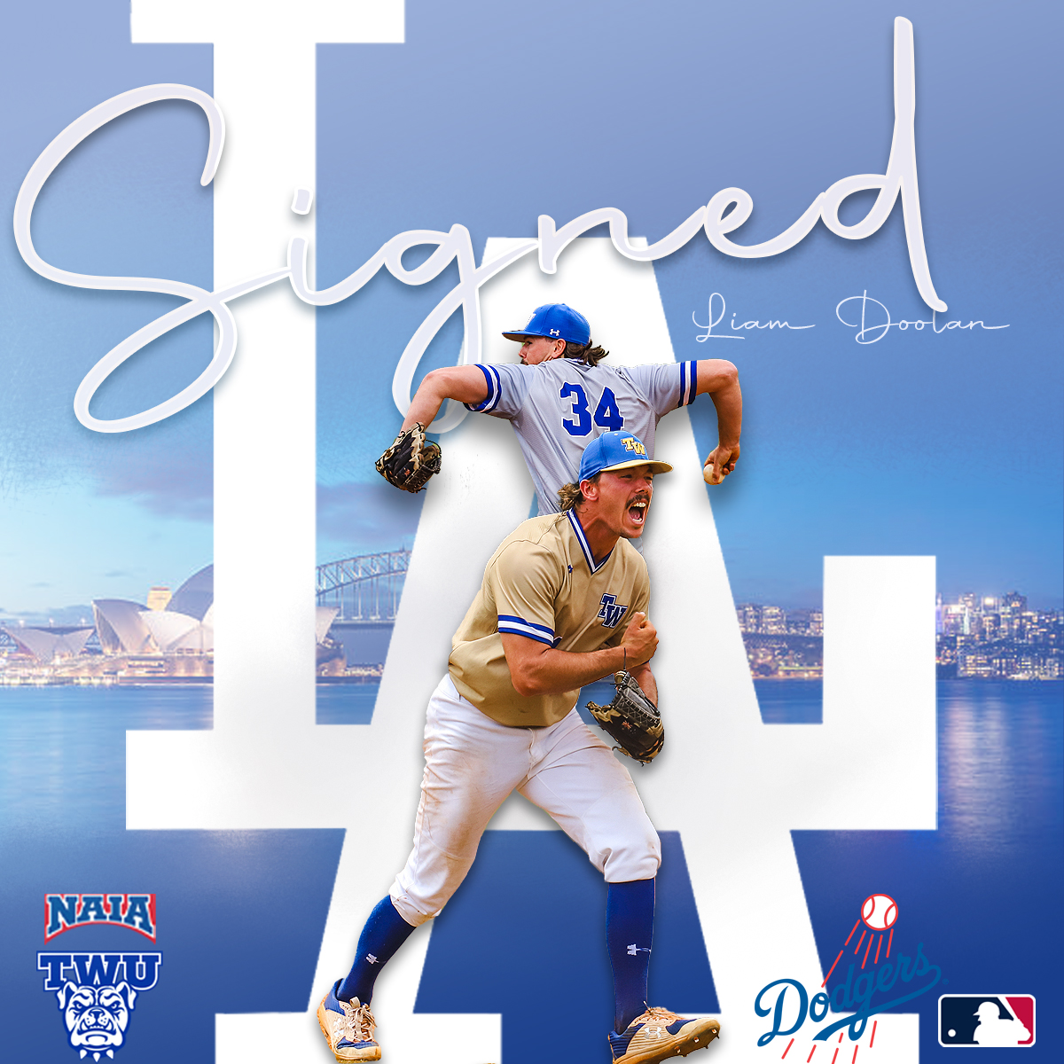 dlproductionss's tweet photo. The word is out! TWU's Liam Doolan has signed with the Los Angeles Dodgers organization! Doolan makes the 2nd Bulldog to sign with the Dodgers this month.  

CONGRATULATIONS LIAM! I'm sad you won't be returning to Athens, but I cannot wait to see you kill it at the next level! https://t.co/T3lrroJKEU