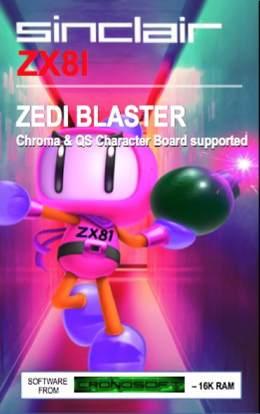#Cronosoft is proud to announce a new #ZX81 cassette release, ZEDI BLASTER, by 
Jonathan Cauldwell. A version of an arcade game that is definitely NOT not related in any way to Super Bomberman.   
Available for £7.00 plus postage. Cronosoft.fwscart.com youtu.be/GyeGmphtidw