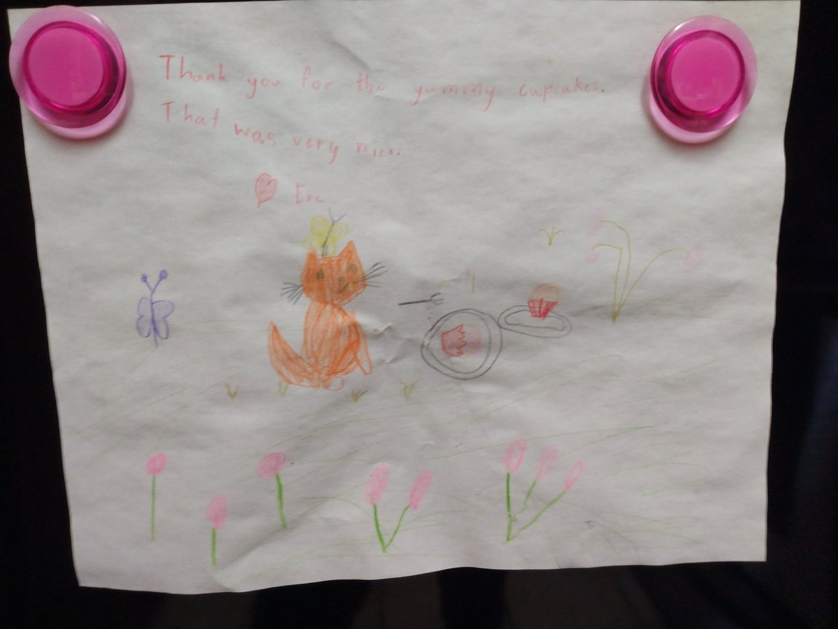 BeccaWhitnall's tweet photo. #BestThankYouNoteEver! I brought some cupcakes to the neighbors and came home from my weekend trip to find this from the little girl. https://t.co/xTiy50ulth