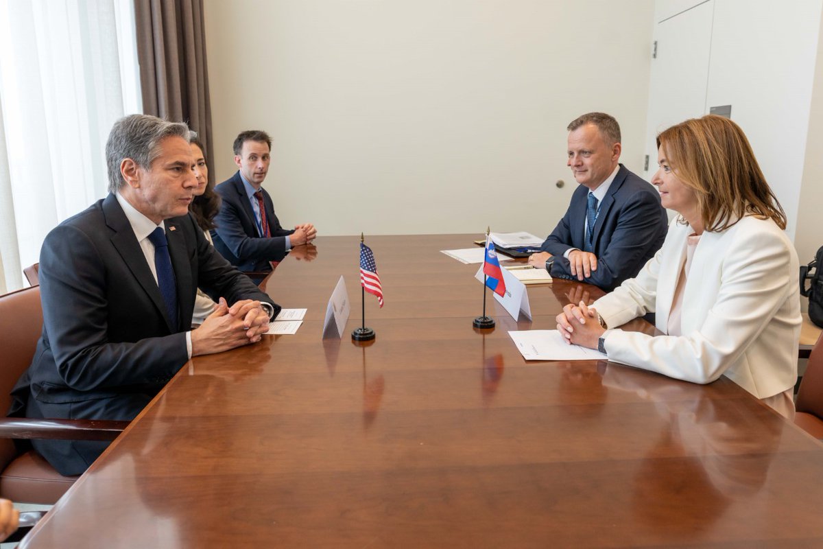 Productive discussion with Slovenian Foreign Minister @TFajon in New York. The U.S. strongly supports Slovenia as a very well-qualified @UN Security Council candidate. In our discussion, we emphasized the need to support Ukraine and hold Russia accountable for its brutal war.
