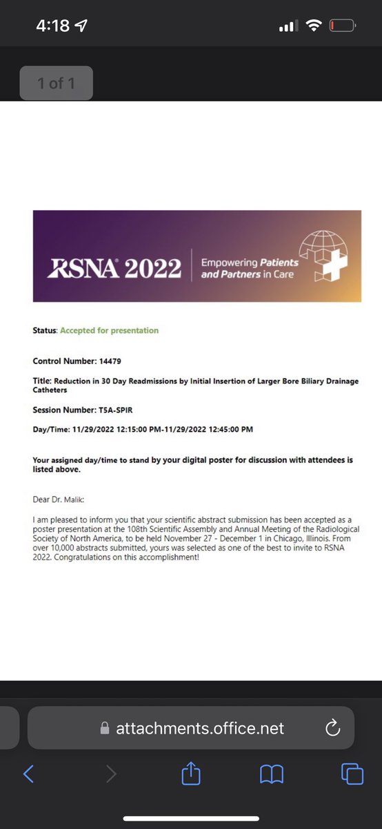 Thrilled to be presenting our findings on biliary readmissions at #RSNA2022 with <a href="/MuhammadMohidT/">Muhammad Mohid Tahir</a>! Thanks to the incredible mentorship of <a href="/AmmarSarwarIRad/">AmmarSarwarIRad</a>, <a href="/MuneebAhmedIR/">Muneeb Ahmed</a>, Dr. Jeffrey Weinstein at <a href="/BIDMCVIR/">BIDMC Vascular & Interventional Radiology</a> <a href="/BIDMCRad/">BIDMC Department of Radiology</a>