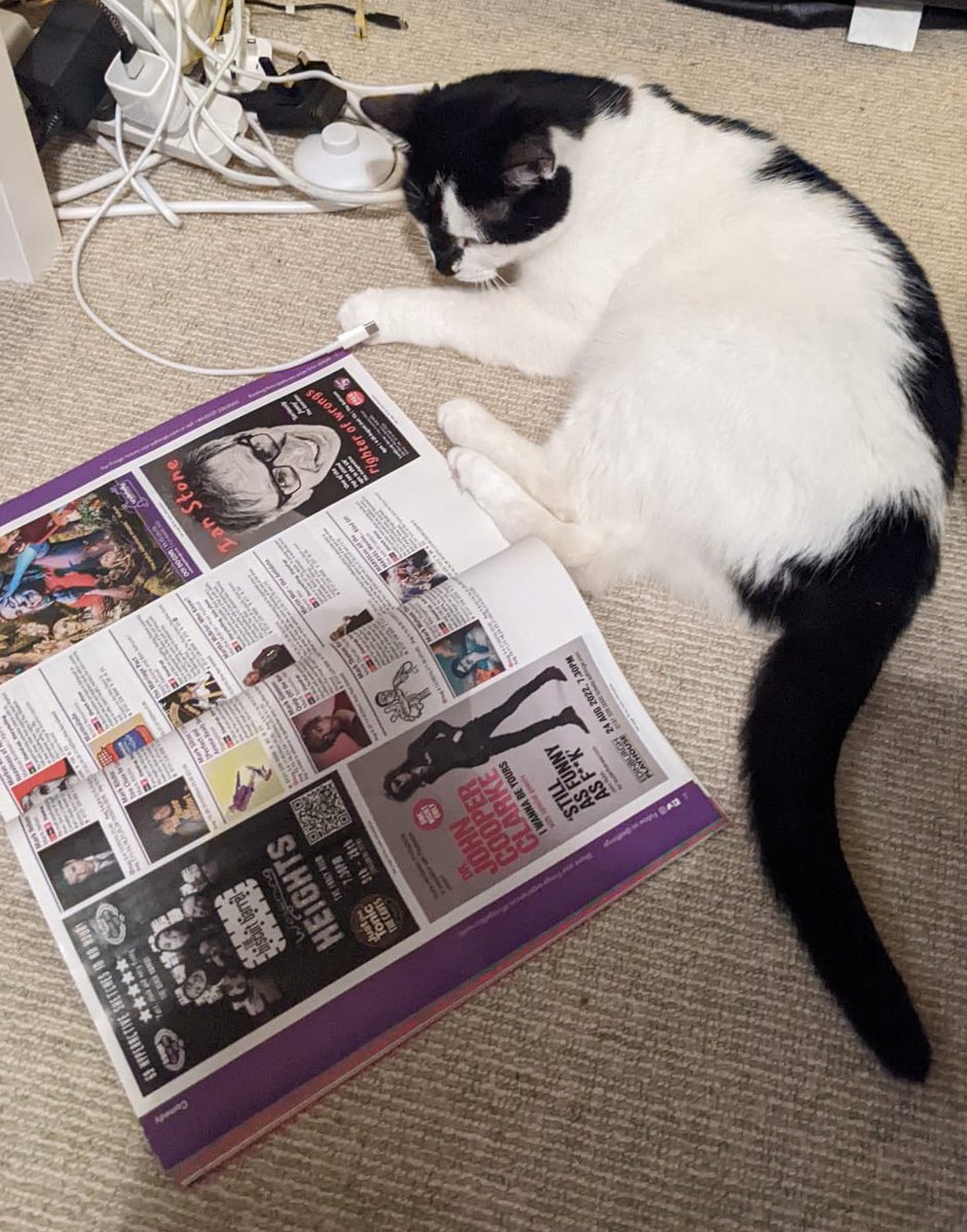 EdFringeFan's tweet photo. @DiploMog @edfests #petswithprogrammes you say?Cocoa is helping my daughter choose her shows… but it’s tiring work https://t.co/dTWmt2hneQ
