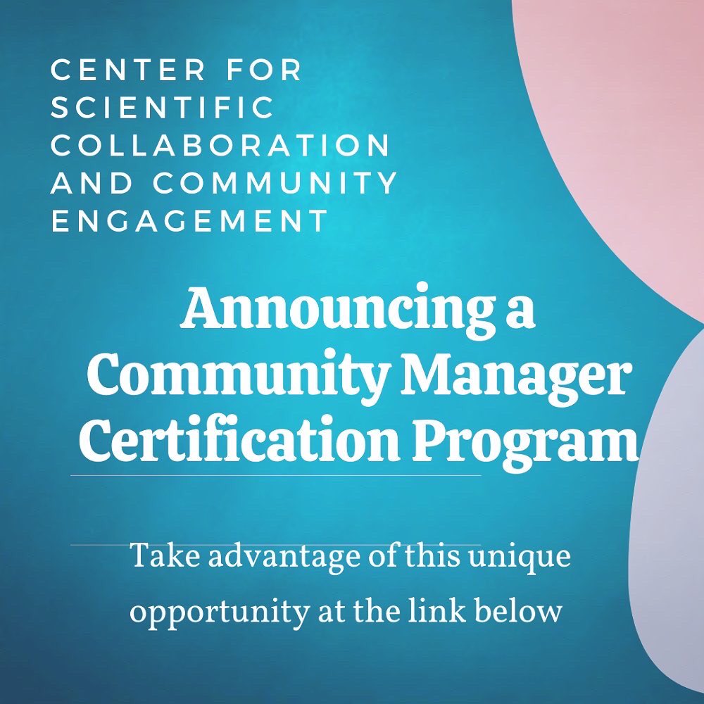 CMEP_csumb's tweet photo. "The CSCCE Community Manager Certification program consists of two required multi-week courses, an elective course, mini-workshops, networking opportunities, and ongoing participation in a peer-learning community.”
Visit: https://t.co/AtQZwtpFyP @TheCSCCE #communitymanager #CSCCE https://t.co/hDhm13VTuv