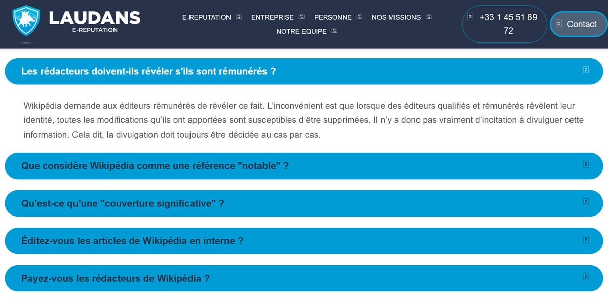 bah alors <a href="/Laudans_ereput/">LAUDANS E-Réputation</a>, vous encouragez vos prospects à ne pas respecter les CGU de Wikipédia ? Pas du tout responsable... fr.wikipedia.org/wiki/Wikip%C3%…