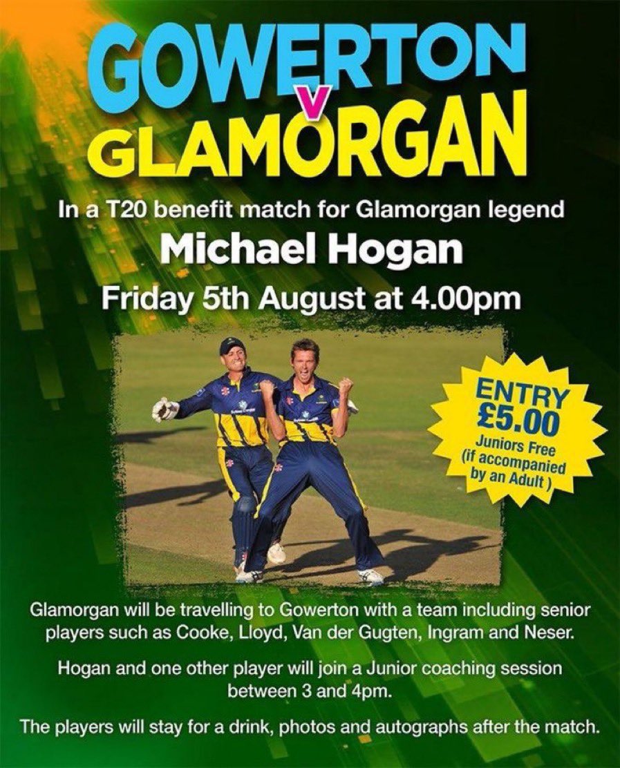 GowertonCricket's tweet photo. Glamorgan at Gowerton Cricket Club. This Friday
@CricketWales @GlamCricket @ECB_cricket @SWJCL @SWCA_Official @swpcl @AllWalesSport @WalesOnline @WelshSportLive @allstarscricket https://t.co/mPm38kWL7h