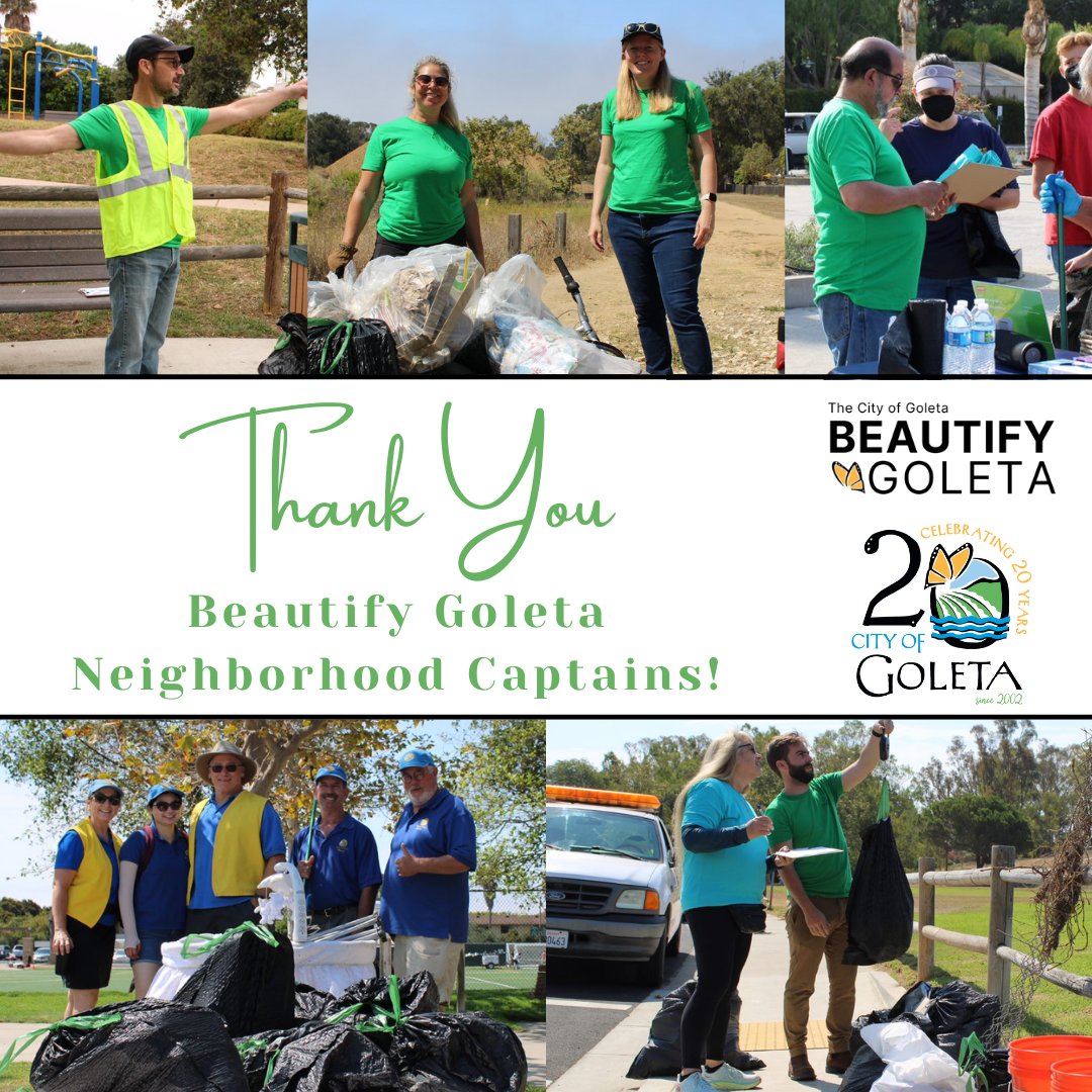 CityOfGoleta's tweet photo. #CityofGoleta's July 30 #BeautifyGoleta Community Cleanup event was a success! Five community cleanup locations were attended by 80 volunteers who collected 734 pounds of trash to prevent it from polluting our neighborhoods, creeks, and ocean. Read more: https://t.co/anMClcN74G https://t.co/mP56IQ1w4H