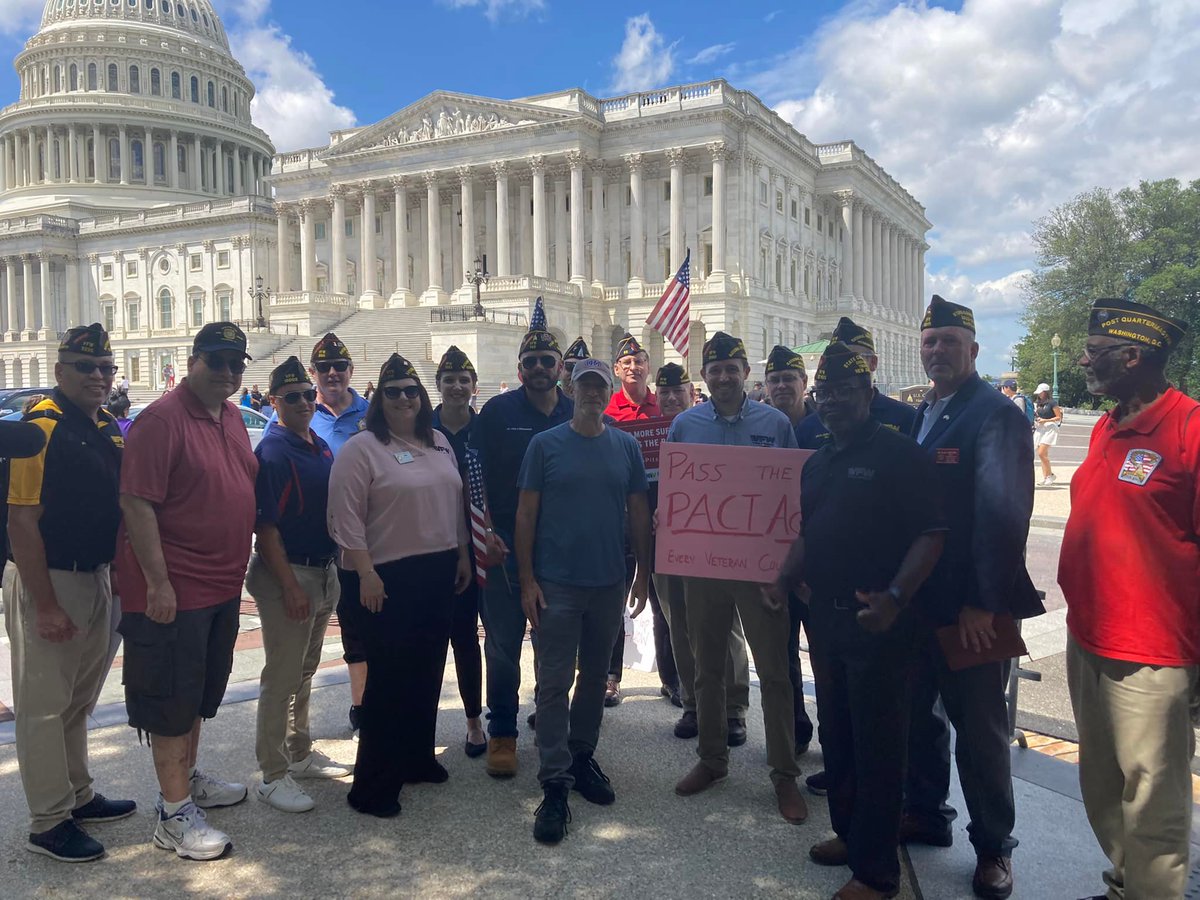VFWHQ's tweet photo. VFW members from 7 states and across D.C. made their way to the Capitol today to stand alongside other advocates and demand the Senate pass the #PACTAct #FORVETERANS. https://t.co/cfVIbiSqSW