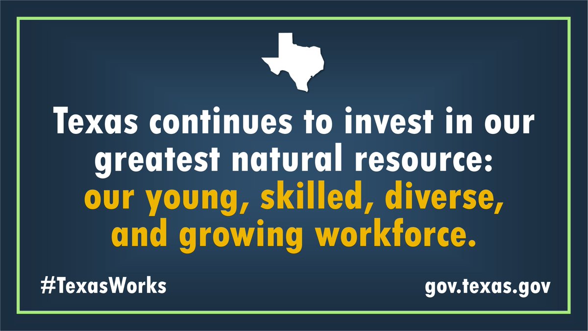 GovAbbottPress's tweet photo. “Meeting the changing needs of Texas businesses by providing a continuing pipeline of workers with in-demand skills is paramount to ensure expanding economic opportunity in communities all across this great state.” —Governor Abbott https://t.co/fuu7O1tQr3 #TexasWorks https://t.co/GVSqUFg0ce