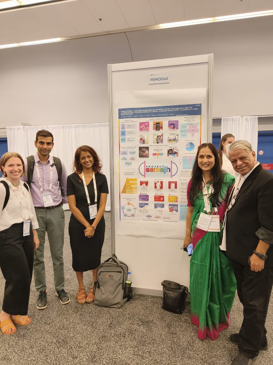 HumsafarTrust's tweet photo. Our Research Director Alpana Dange is presenting her poster in #AIDS2022 titled "Project Samajh - Leveraging Social Media for Promoting Covid Safety Behavior, Safer Sex Practices and ART Adherence among the LGBTQ+ Community during Covid-19 Pandemic in India - Lessons Learned" https://t.co/wH1UDfUnRr