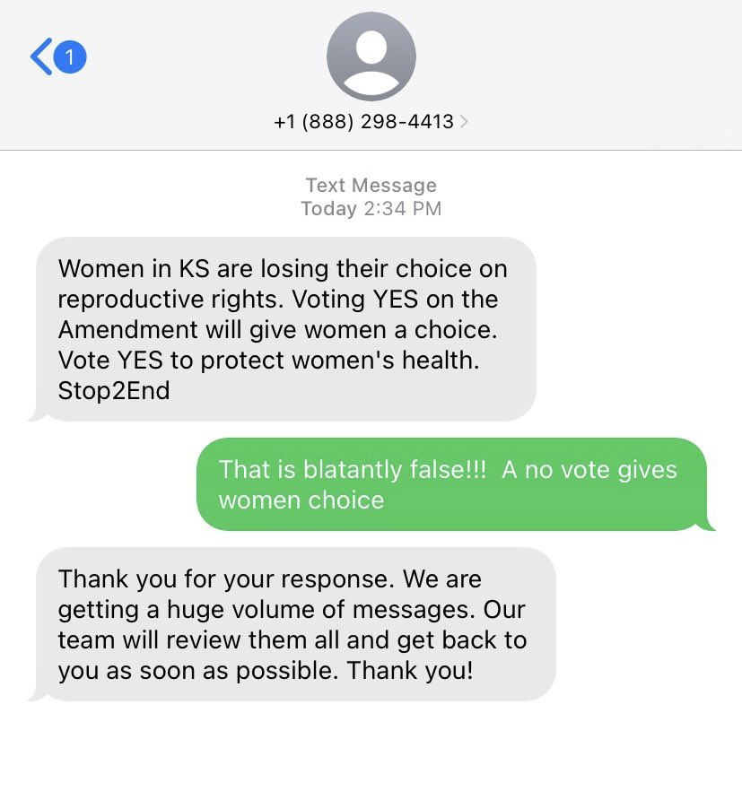 epgwoods's tweet photo. @KansasReflector Can you find@out what’s going on here? Lots of people receiving this text today that is a blatant attempt to bait and switch the amendment vote. https://t.co/Nd3K0OTqht