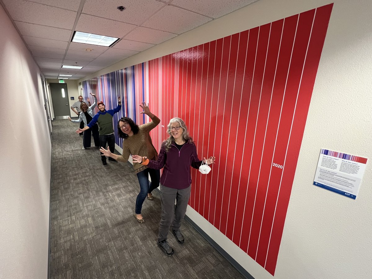 IARC_Alaska's tweet photo. We've got climate stripes! If you're in Fairbanks stop by our center to see these giant (40-foot-long) climate stripes showing Arctic temperature change from 1900 to 2021. Huge thanks to @AlaskaWx/@TinaBuxbaum for helping make this happen! #ShowYourStripes
https://t.co/xzA8Mm2WEA https://t.co/1xnWKN7cDC