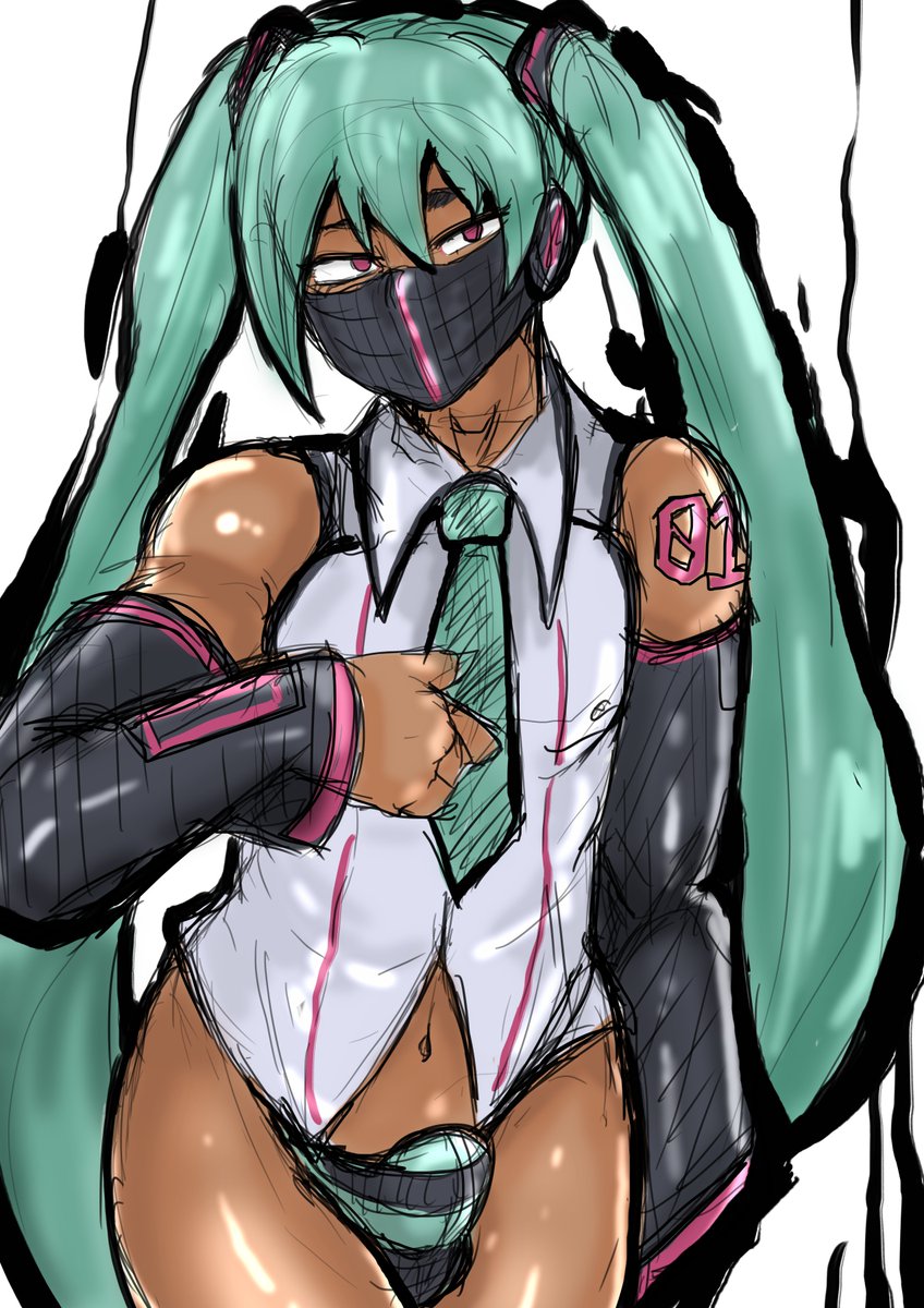 #男の娘
🔞コスプレ女装男子イラスト♂初音のおミクくん♂過去絵・・・褐色しかおらんやんけ!(^。^)y-.。o○ 