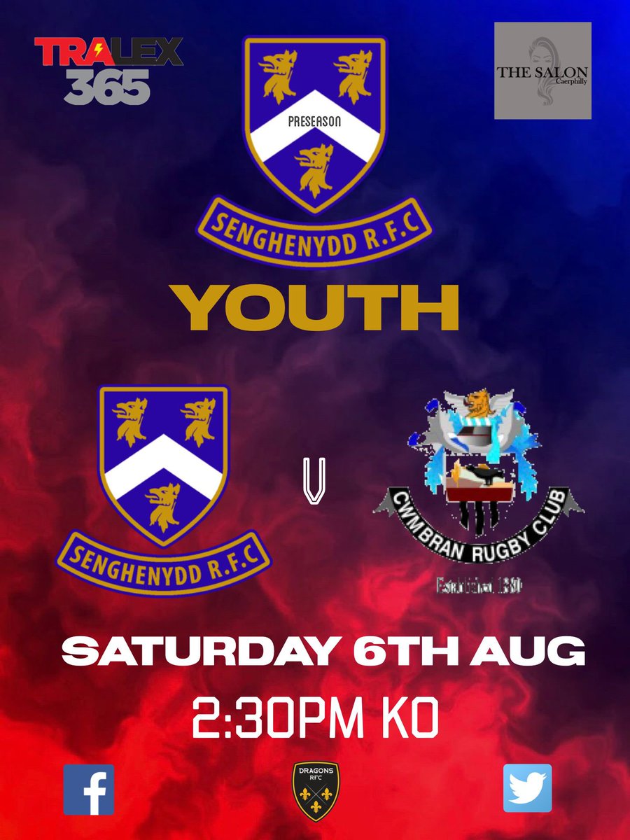 🔵🔴 This Saturday sees us play our first pre season friendly out of four! We welcome <a href="/CwmbranRFCYouth/">Cwmbran RFC Youth</a> to the welfare in what should be a good, entertaining game! Come along and support the future! 🔵🔴